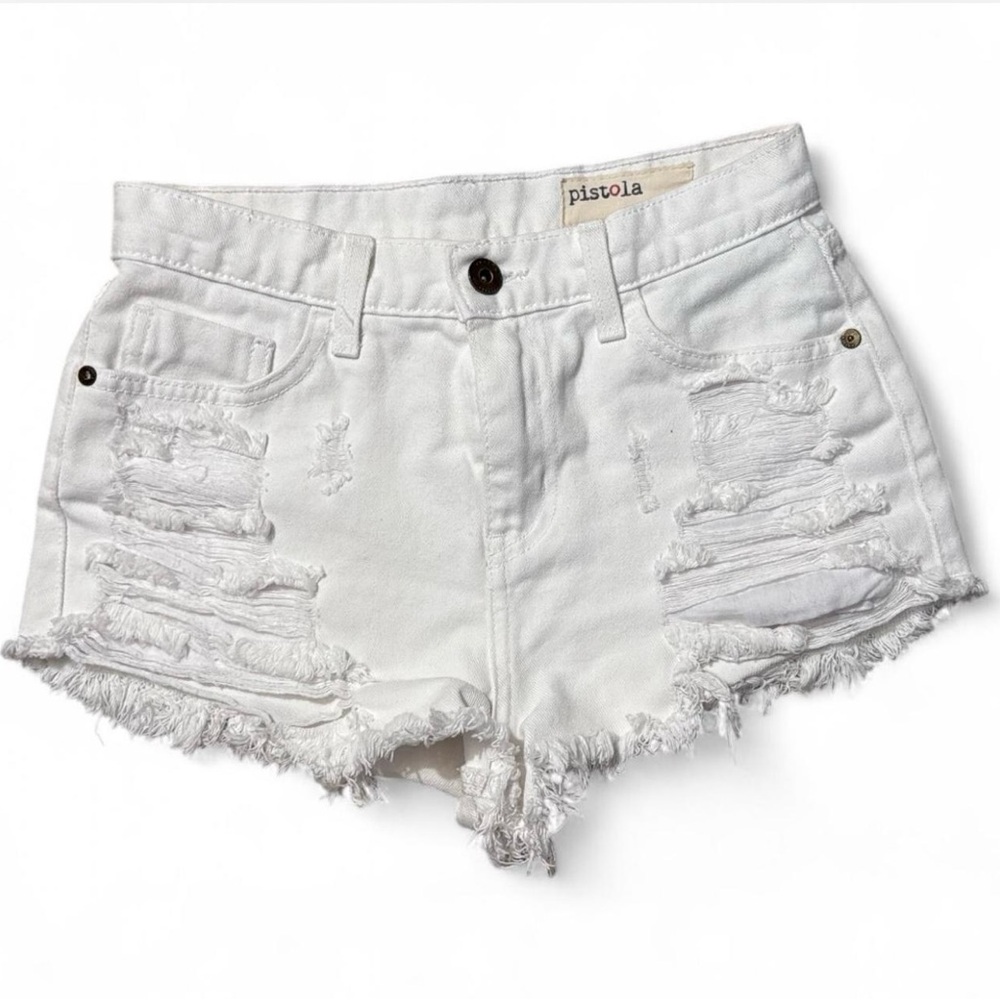 Pistola White Frayed Jean Shorts Size 25